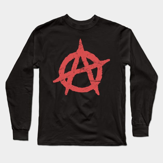 Distressed Punk Anarchy Symbol Long Sleeve T-Shirt by Wizardmode